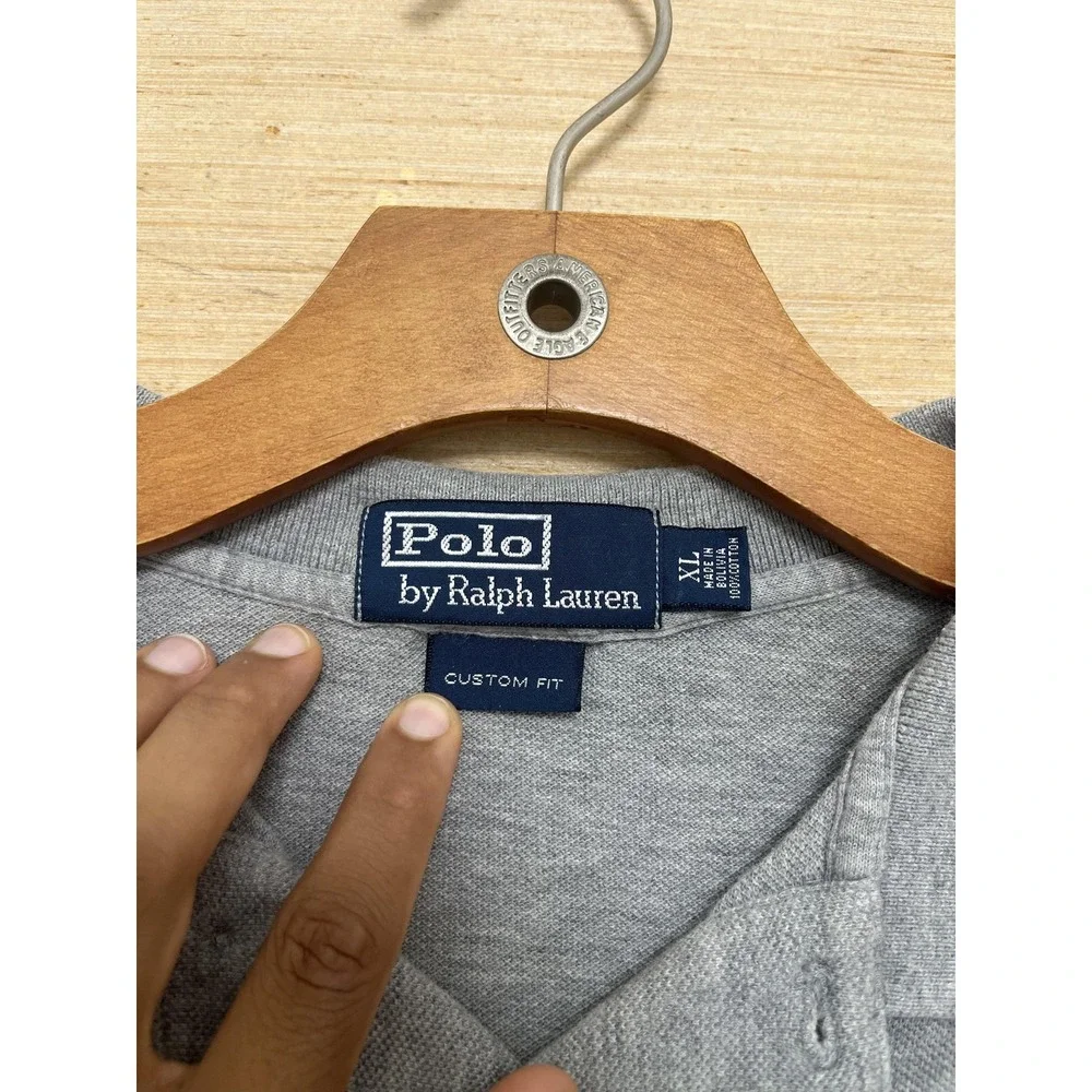 Polo Ralph Lauren Polo Shirt Mens XL Gray Custom Fit Classic Short Sleeve Casual